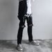 Distressed Black Skinny Jeans With Side Zipper - High Street Unisex Fashion (S-Xxl) Breathable Cotton Blend_mkmklike.com
