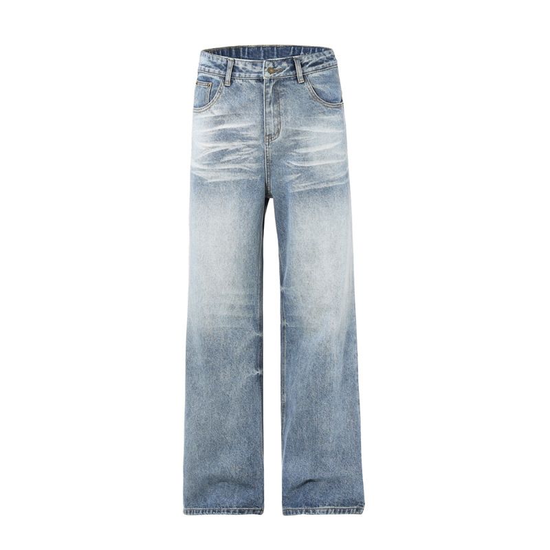 Vintage-Inspired Lightning Wash Straight Leg Bootcut Jeans For Men & Women – Cleanfit Slimming Denim Pants With Retro American Style_mkmklike.com