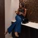 K New Women's Sleeveless Vest Fashion Wide Leg Pants Cowboy Set_mkmklike.com