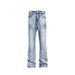 Men's Clothing High-quality Cleanfit Snowflake Pattern Retro Straight Leg Jeans For Men, Autumn Heavy Wash, Ice Blue._mkmklike.com