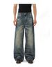 Men's Retro Blue Nevada Washed Vintage Style Jeans Loose Straight Leg Casual Wide Leg Trousers_mkmklike.com