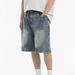 Retro Washed Denim Shorts For Men Patchwork Design Summer Casual Loose Fit_mkmklike.com