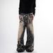 Heavy Duty Chain Print Jeans Straight Leg Trousers For Men And Women High Street Style Summer Trendy Trade_mkmklike.com