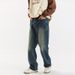 Nordmann American Style Workwear Jeans For Men With Belt Trendy Retro Loose Straight High Street Versatile Cool Washed Long Pants_mkmklike.com