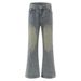 Street Style Hippie Washed Denim Flared For Men INS Trendy Design Sense Niche Loose Wide-Leg Long Pants_mkmklike.com