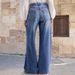 Vintage-Inspired High-Waisted Flared Jeans For Women – Embroidered Denim, Stretchy & Comfortable (Blue, S-XXL)_mkmklike.com