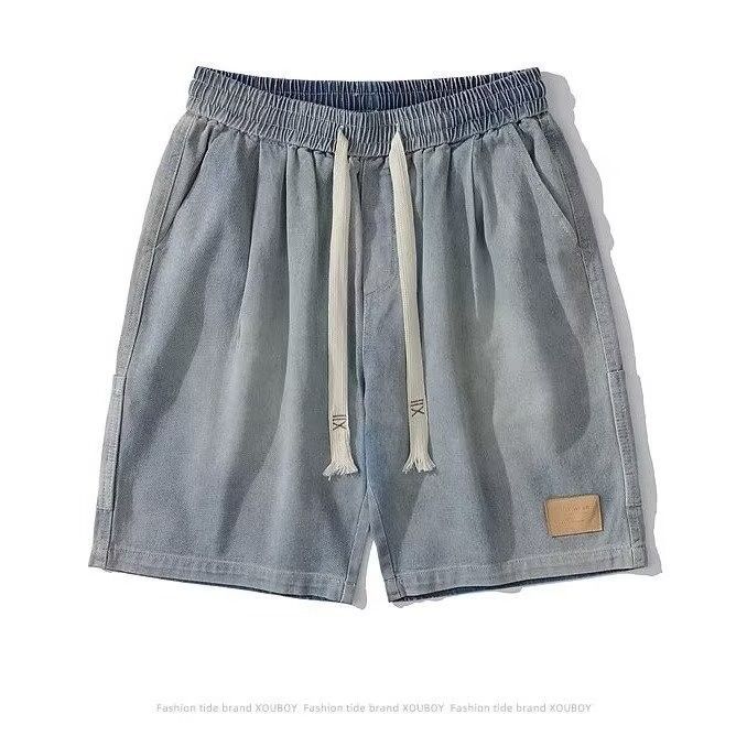 Men's Clothing Denim shorts men summer ins trendy brand washed old straight breeches Japanese retro workwear shorts thin_mkmklike.com