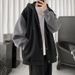 Hong Kong Style Casual Cardigan Jacket For Men, Autumn And Winter, Fleece Lined, Thickened, Korean Trendy Patchwork_mkmklike.com
