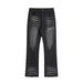 Vintage Washed Black-Grey Slim Fit Bootcut Jeans For Men - High Street Vibe, Straight Leg, Stretch Denim Pants_mkmklike.com