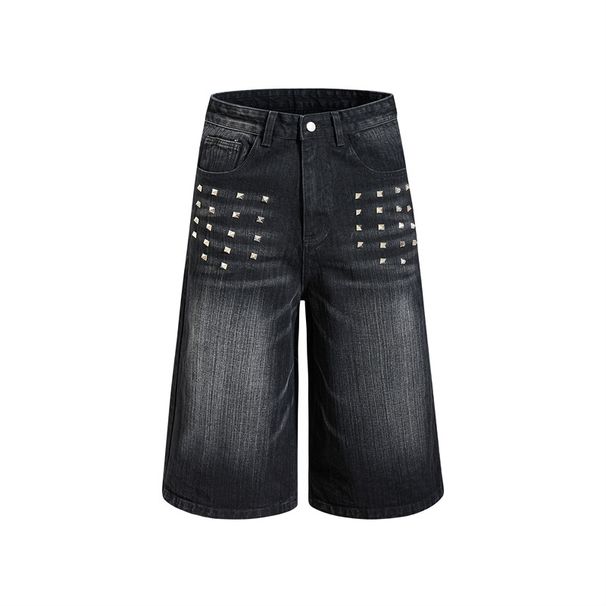 Trendy American Brand Slimming Wide Leg Pants Washed Heavily Beaded Niche Design Straight Leg Jeans for Men And Women_mkmklike.com