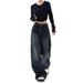 Vintage Streetwear High Waist Wide Leg Jeans For Women - Retro Blue Denim Pants With Drop Hem & Button Details_mkmklike.com
