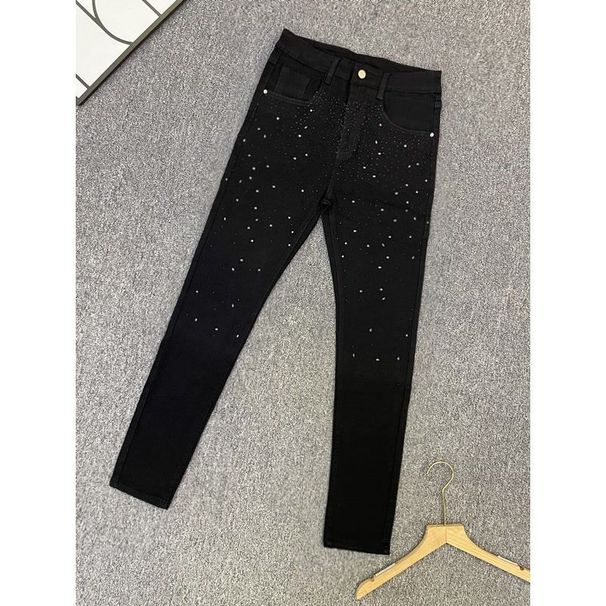 Men's Clothing Sanli Dadi American High Street Jeans Net Red Starry Sky Hot Diamond Black Elastic Small Feet Men's Trendy Brand Starry Sky_mkmklike.com
