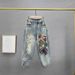 Women's Clothing Women's Baggy Jeans Women's New Elastic Waist High Waist Loose Slim Print Daddy Pants_mkmklike.com
