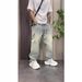 Men's Clothing American Style Retro Vintage Washed Straight-Leg Jeans - Distressed Denim Pants With Embroidery For Men's Streetwear & Retro Style_mkmklike.com