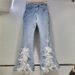Women's High Waist Flared Jeans With Floral Embroidery & Rhinestones - Stretchy Denim Pants For Fall, Comfortable & Stylish_mkmklike.com