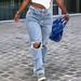 Women's Straight Leg Jeans Solid Color Bohemian Denim Pocket Zipper Button Street Style Everyday Wear All Year Round_mkmklike.com