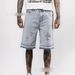 Men's Rhinestone Cross Design Denim Shorts, Retro Hip Hop Streetwear Mid-Thigh Cargo Shorts For Summer, Stretch Polyester Casual Shorts_mkmklike.com
