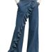 Women's Retro Washed Denim Trousers Mid-Waisted Irregular Fit BAGGY_mkmklike.com