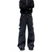Unisex Vintage Cargo Jeans With Adjustable Belt & Multi-Pockets – Distressed Washed Denim Pants For Streetwear & Workwear Style_mkmklike.com