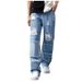 Men's Clothing Ripped loose straight jeans large size men's denim splicing casual pants manufacturers_mkmklike.com