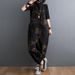 Summer Vintage-tyle Plu-ize Women' Denim Overall, Looe Fit, Printed, Large Pocket, Drop-crotch, Caual Harem_mkmklike.com