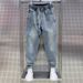 Men's Clothing Spring/Autumn Loose Fit Elastic Waist Harem Jeans, Retro Versatile Washed Skinny Casual Jeans_mkmklike.com