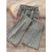 Petite Flared Jeans For Women With Laces Slimming Design Frayed Edges Flattering High Waist Jeans For Summer_mkmklike.com