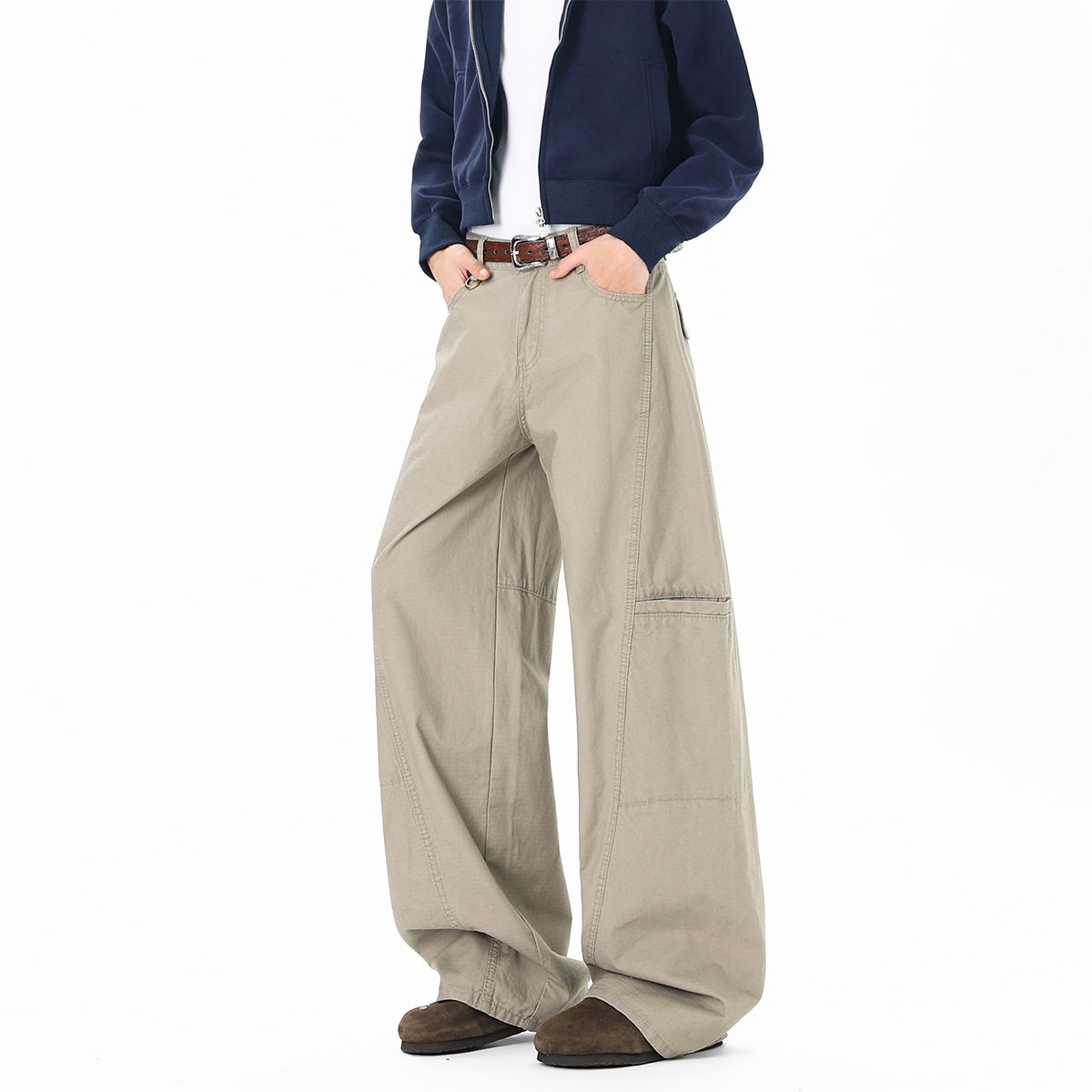 Men's Clothing High Street Multi Pocket Cargo Jeans High Street Multi-Pocket Cargo Jeans - Loose Fit Straight Leg Casual Trousers For Spring & Autumn_mkmklike.com