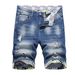 Men's Blue Distressed Ripped Denim Shorts Summer Style Trendy Versatile Straight Leg mid Length Outer Size Available_mkmklike.com