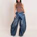 Women's Clothing Retro Vintage Washed High-Waisted Distressed Denim Jeans For Women - Retro Blue Stretch Comfort Fit Casual Streetwear (S-3XL)_mkmklike.com