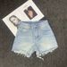 Summer Denim Shorts for Women High-Waisted Slimming Straight Leg with Letter Design And Frayed Edges Niche Correct Version 2026_mkmklike.com