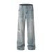 Men's Clothing High Street Cleanfit Old Ink Splashed Jeans For Men And Women Loose Straight Casual Niche Retro Pants Trend_mkmklike.com
