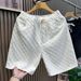 Men's Fashion White Casual Denim Shorts Jacquard Loose Fit 5-Pocket Cargo Summer Streetwear_mkmklike.com