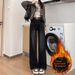 New Autumn And Winter Korean-style Jeans, Fleece-lined, Thickened, High-waisted, Slimming, Loose-fitting, With A_mkmklike.com