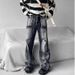 Nordmann European And American Style Vibe Niche Design Workwear Jeans For Men Loose Straight Retro Distressed Frayed Edge_mkmklike.com