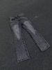 Black & Gray Cleanfit Flared Jeans 517 Self-Made Washed Distressed Snowflake Marble Pattern mid Waist Straight Pants_mkmklike.com