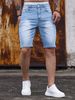 Men's Slim Fit Denim Shorts Classic American Style Stretch Cotton Casual Streetwear Mid-Length Shorts_mkmklike.com