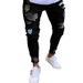 Suitable For All Seasons Badge With Distressed Small Legs S-4XL Men's Jeans_mkmklike.com