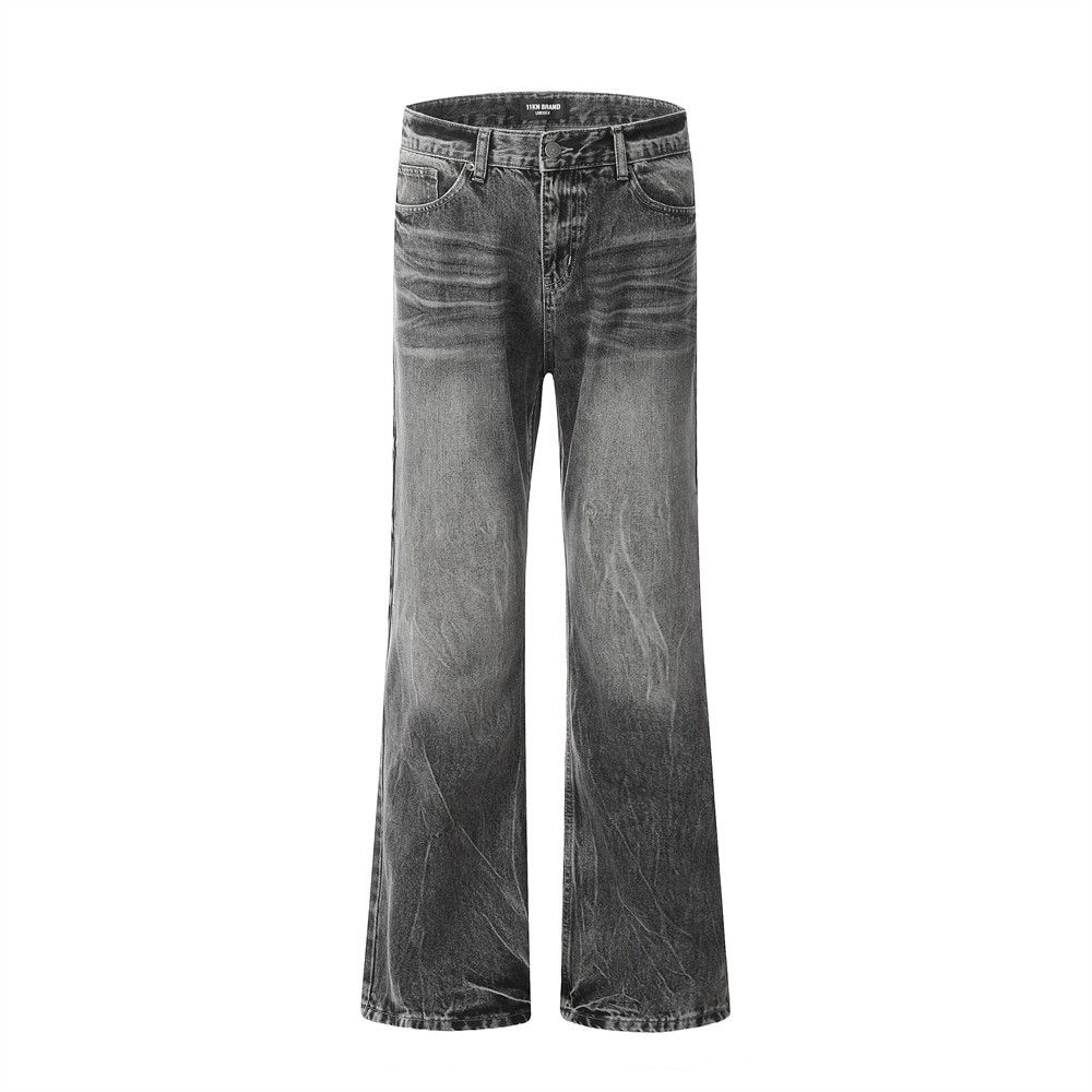 Heavy-duty Washed Vintage American Straight-leg Jeans Men's High Street Punk Loose Dad Pants_mkmklike.com