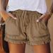 Elastic Waist Drawstring Casual High Waist Slim Denim Shorts for Women_mkmklike.com