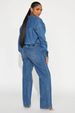 K Slim Fit Elastic Loose Long Sleeved Denim Jumpsuit_mkmklike.com
