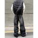 Men's Clothing Unisex Black Washed Straight Leg Jeans Messy Claw Mark Whiskered Clean Fit Pants For Men_mkmklike.com