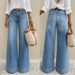 Women's Clothing Retro Washed Wide Leg Jeans Slim Fit Height Enhancing Loose Denim For Spring Summer_mkmklike.com