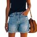 Women's Clothing High-Waisted Denim Shorts – Distressed Rolled Hem & Straight Leg | S-XXL_mkmklike.com