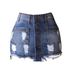 Women's Denim Mini Dress With Button Hole European And American Style Fringed Waist High Waist A- Line Skirt Fashion Clothing_mkmklike.com