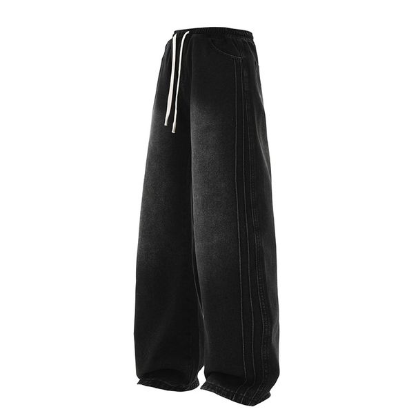 Nordmann Muqiu Clothing | American Street Style Loose Striped Draped Wide-Leg Jeans Men's Straight-Leg Floor-Length Casual Pants_mkmklike.com