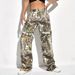 Women's Clothing printed fashion workwear casual loose straight high waist slim temperament denim trousers _mkmklike.com