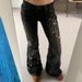 Women's Sexy Washed Black Denim Jeans Low Rise Flared Cowboy Style Floral Embroidery American Street Western Trend_mkmklike.com