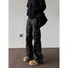 Men's Trendy Multi-Pocket Cargo Jeans Loose Straight Leg High Street Style Tie Dye Design_mkmklike.com