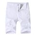 White Men's Casual Denim Shorts Simple Slim Fit Multi Craftsmanship Design Versatile Regular Style_mkmklike.com